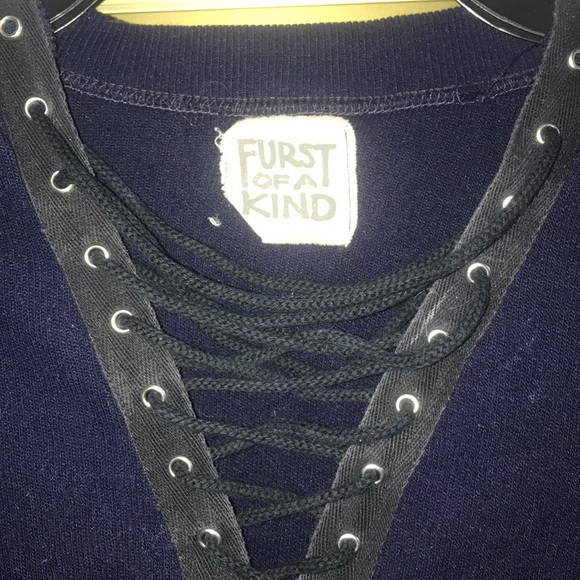 FURST OF A KIND Navy Lace Up Sweater - Picture 2 of 4